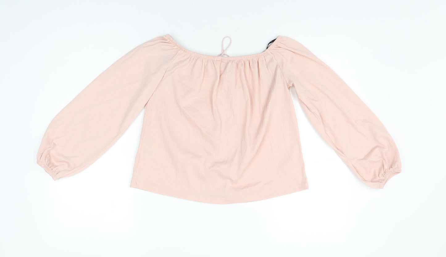 H&M Womens Pink Polyester Basic T-Shirt Size S Off the Shoulder