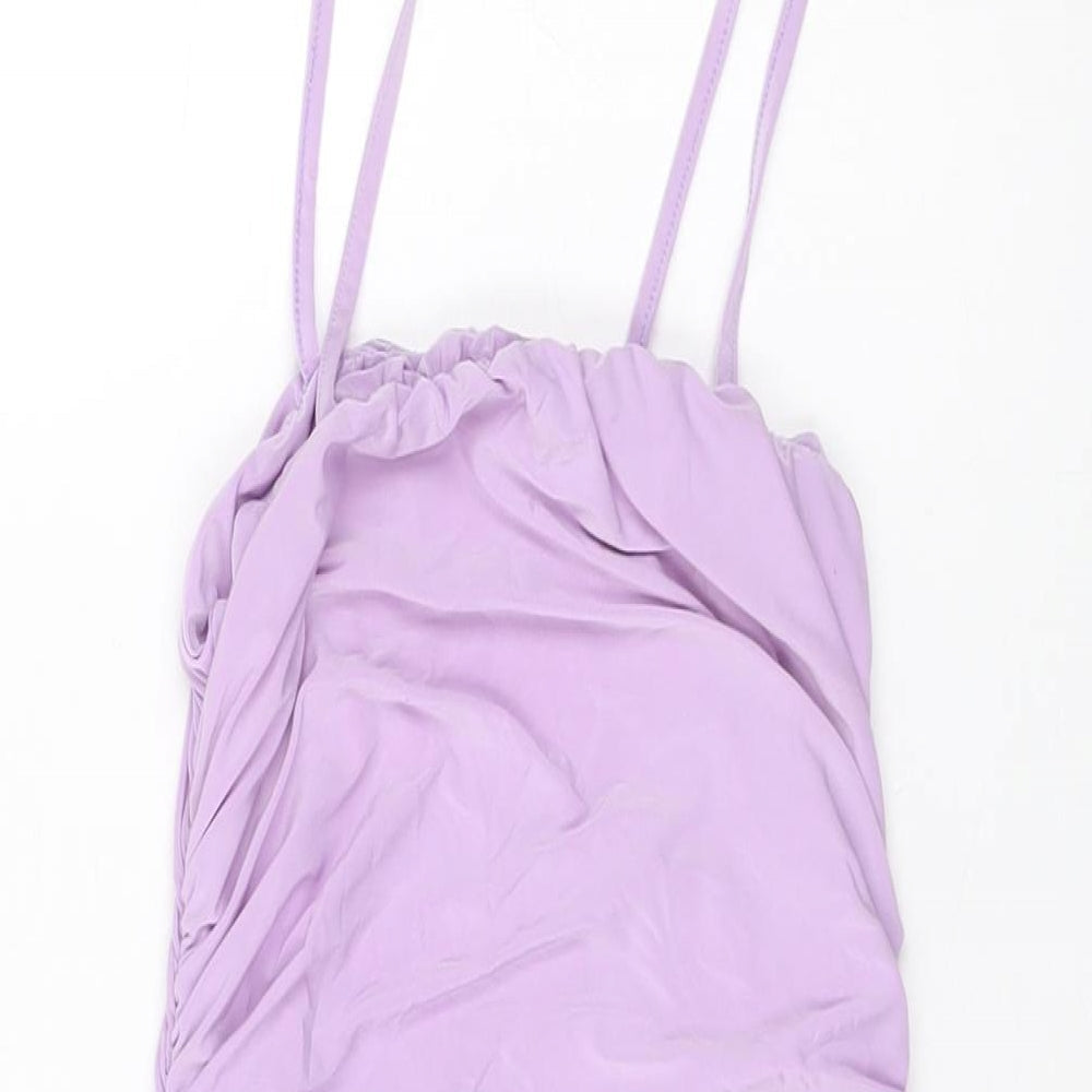 I SAW IT FIRST Womens Purple Polyester Mini Size 8 Square Neck Pullover