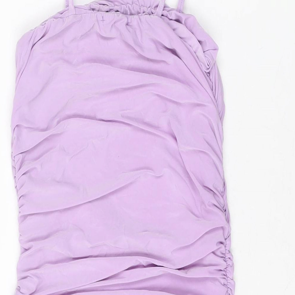 I SAW IT FIRST Womens Purple Polyester Mini Size 8 Square Neck Pullover
