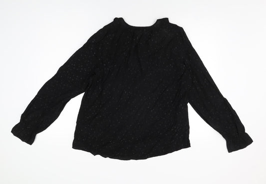 The White Company Womens Black Polka Dot Polyester Basic Blouse Size 10 V-Neck