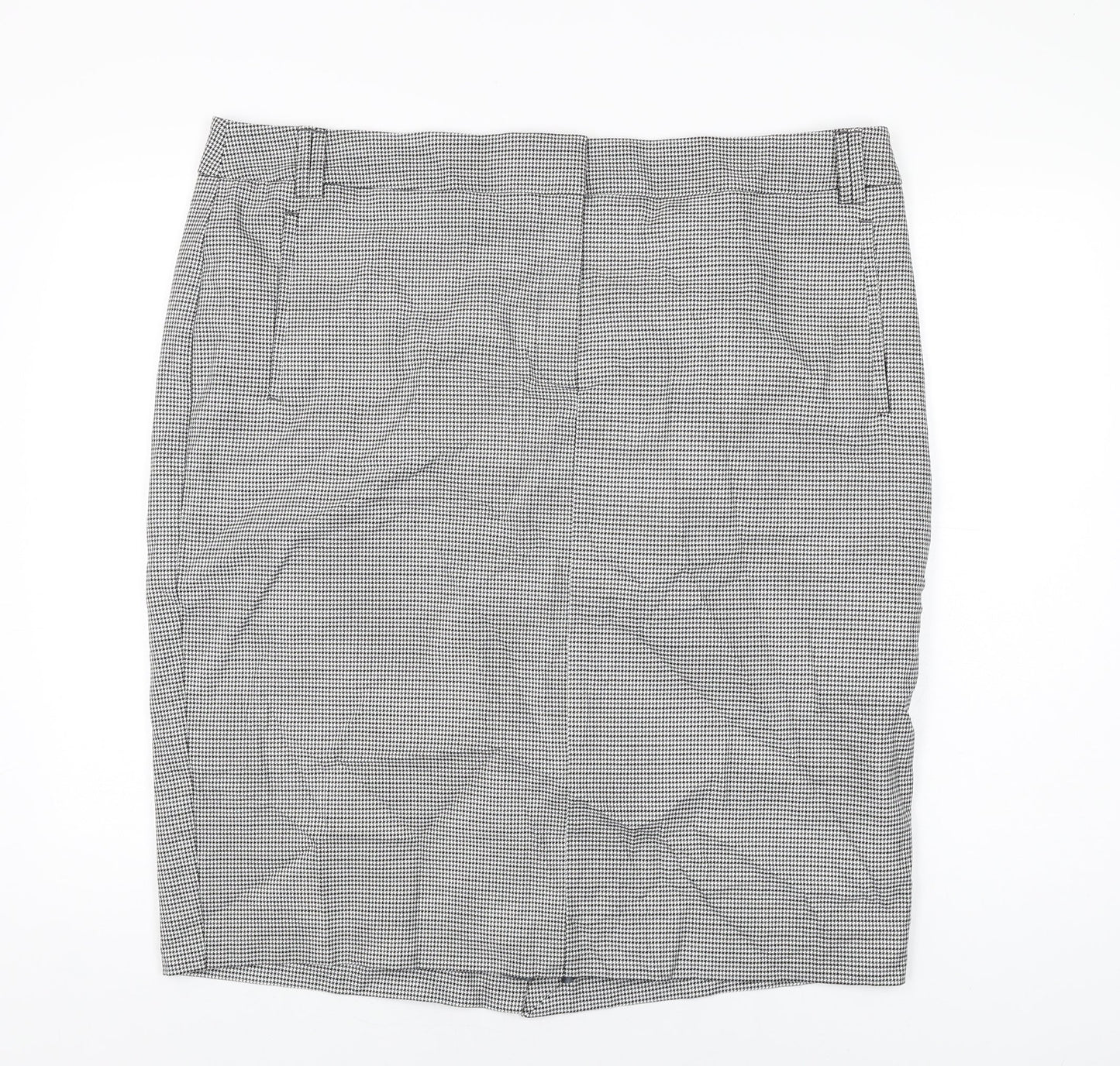Marks and Spencer Womens Grey Geometric Polyester Straight & Pencil Skirt Size 22 Zip