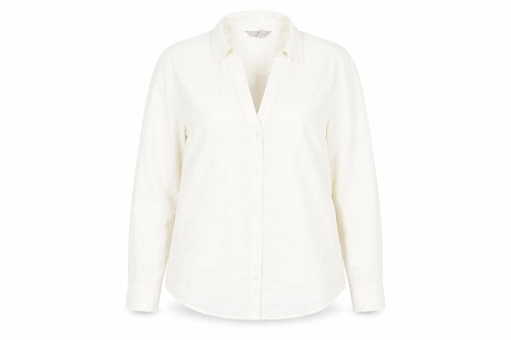 H&M Womens White Polyester Basic Button-Up Size 14 Collared