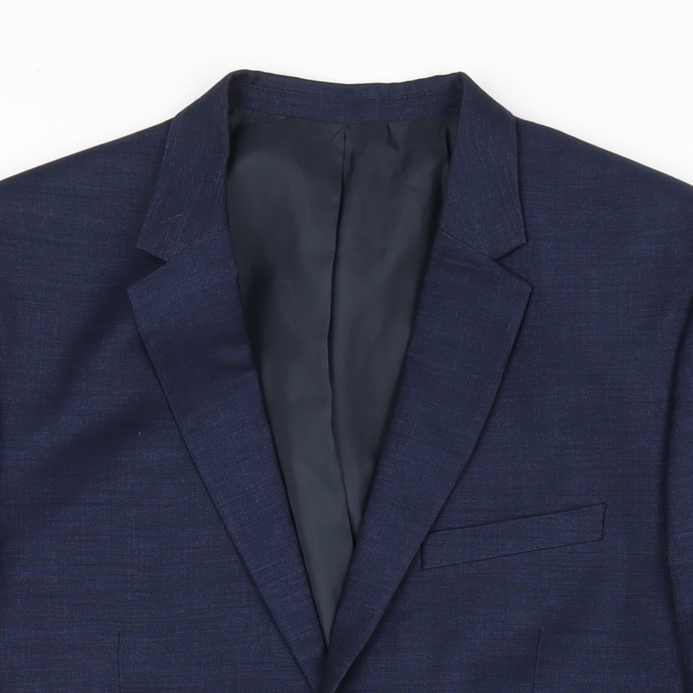 H&M Mens Blue Polyester Jacket Suit Jacket Size 42 Regular