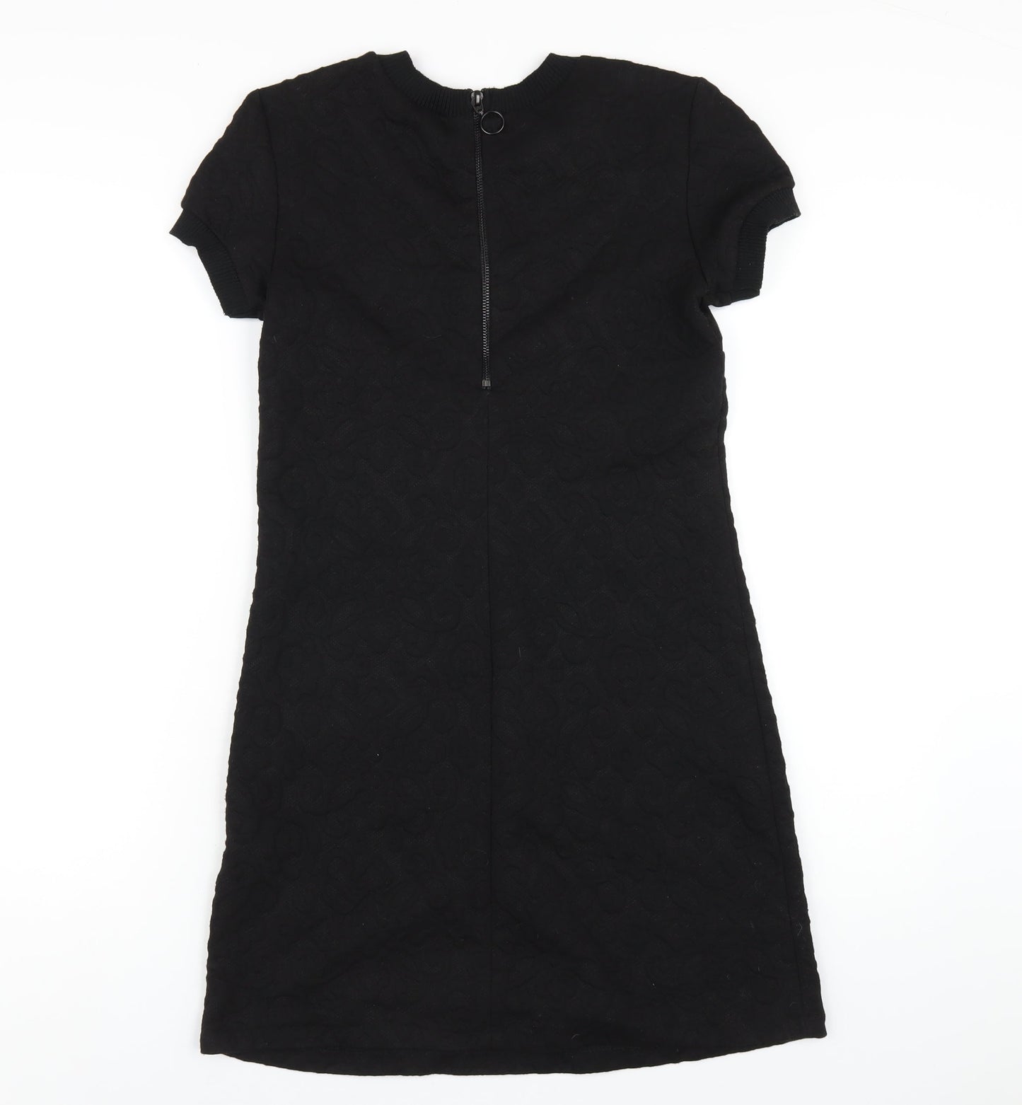 Zara Womens Black Polyester A-Line Size XS Round Neck Zip