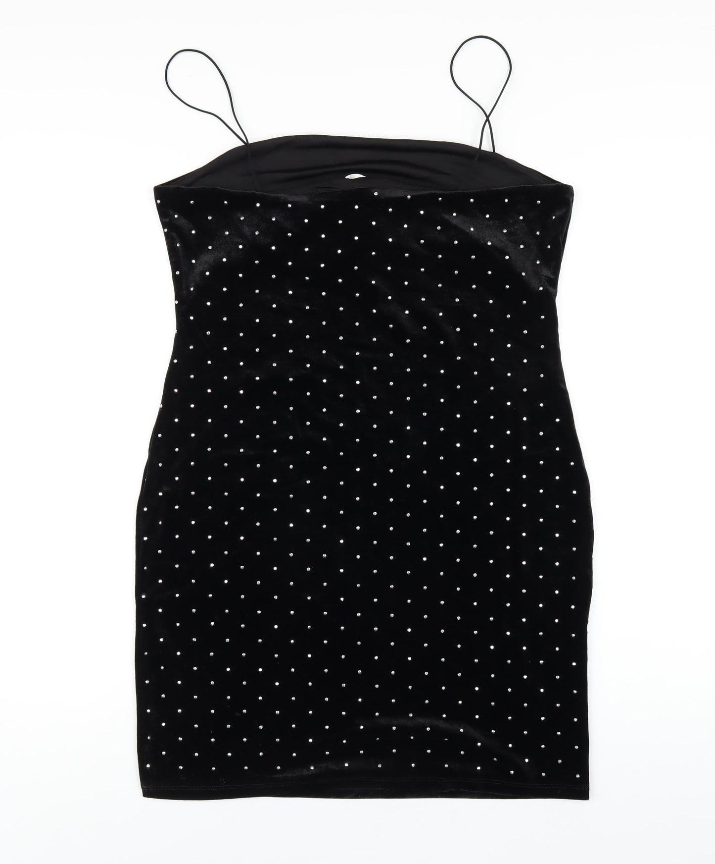 H&M Womens Black Polyester Bodycon Size L Square Neck Pullover