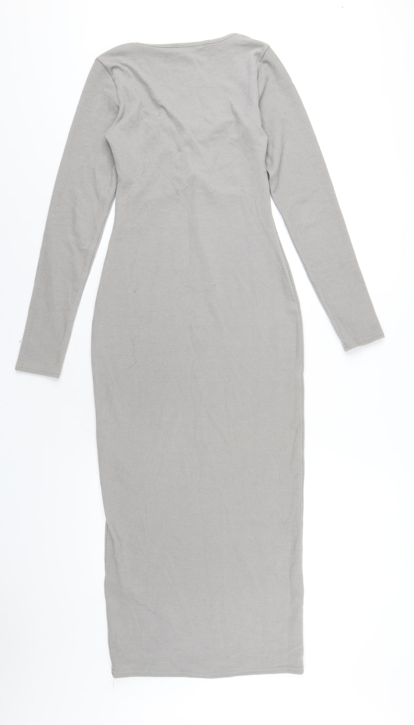 New Look Womens Grey Polyester Bodycon Size 10 Square Neck Pullover
