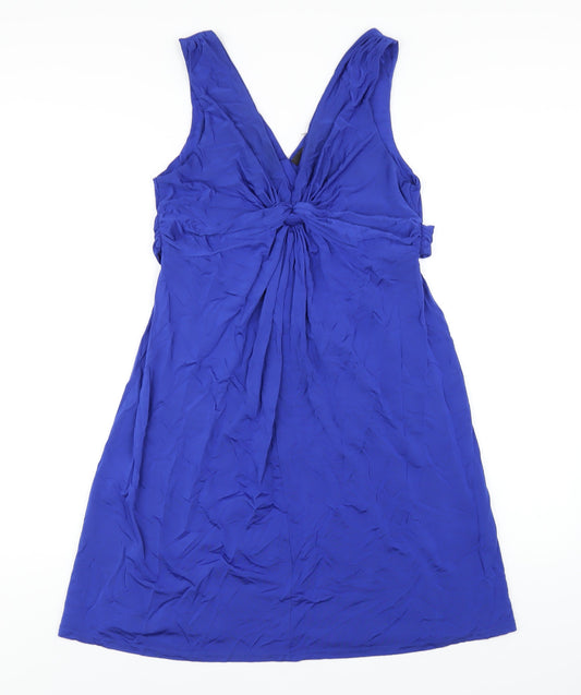 Jane Norman Womens Blue Viscose A-Line Size 16 V-Neck Pullover