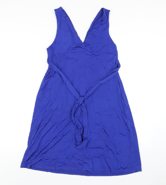 Jane Norman Womens Blue Viscose A-Line Size 16 V-Neck Pullover