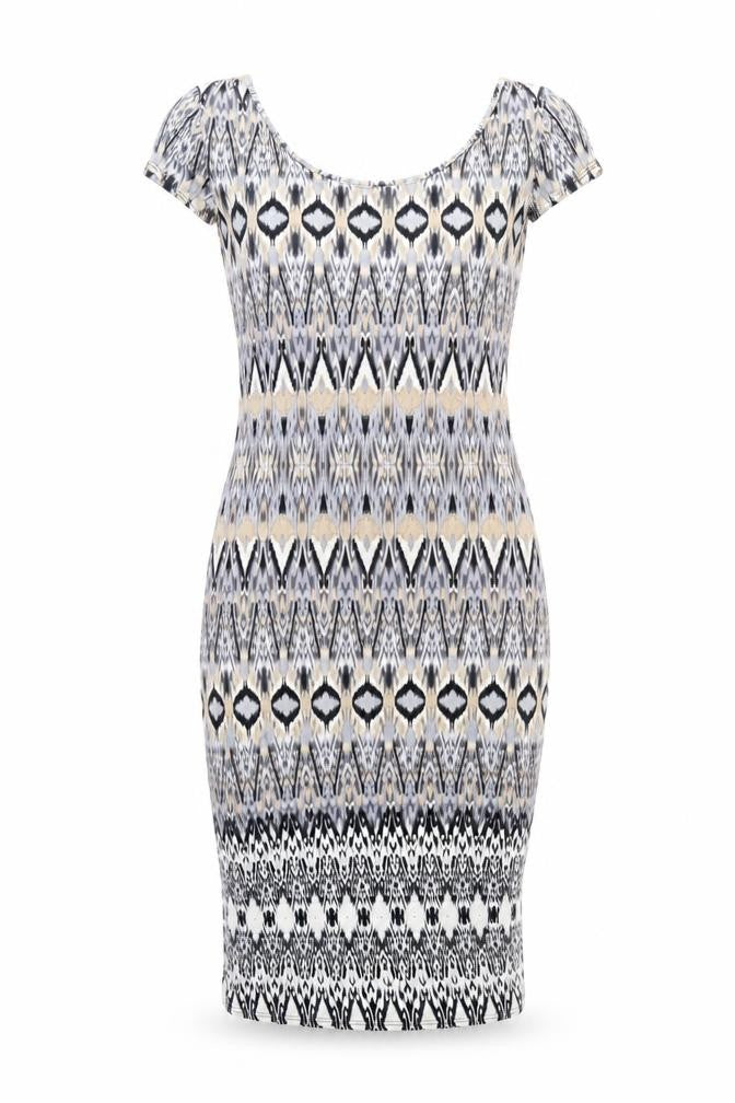 Wallis Womens Multicoloured Geometric Viscose Bodycon Size M Scoop Neck Pullover