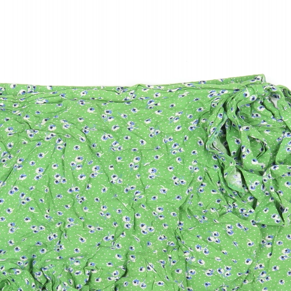 New Look Womens Green Floral Viscose A-Line Skirt Size 10