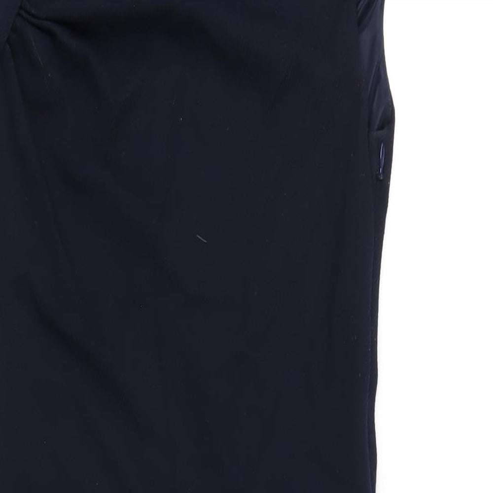 Mango Womens Blue Viscose A-Line Size S Boat Neck Zip