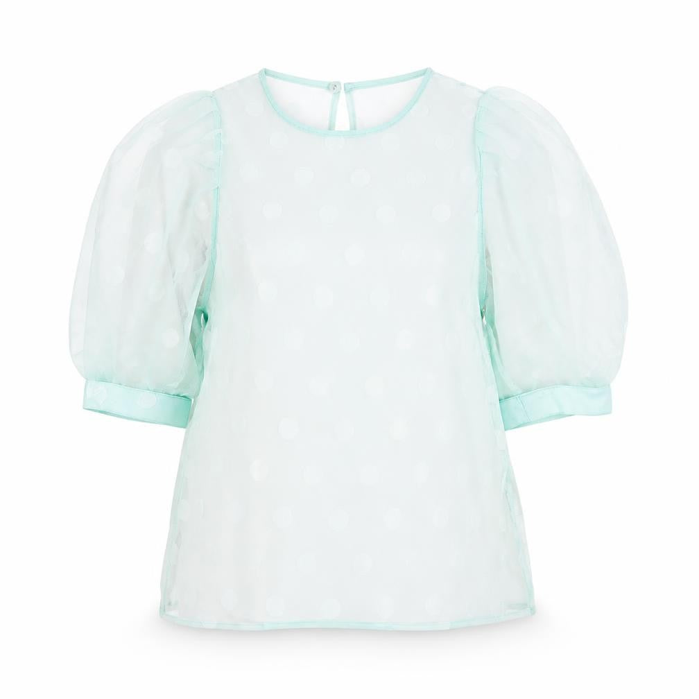 New Look Womens Green Polka Dot Polyester Basic T-Shirt Size 6 Round Neck