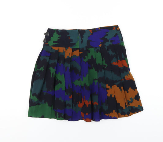 ASOS Womens Multicoloured Geometric Polyester Pleated Skirt Size 6 Zip