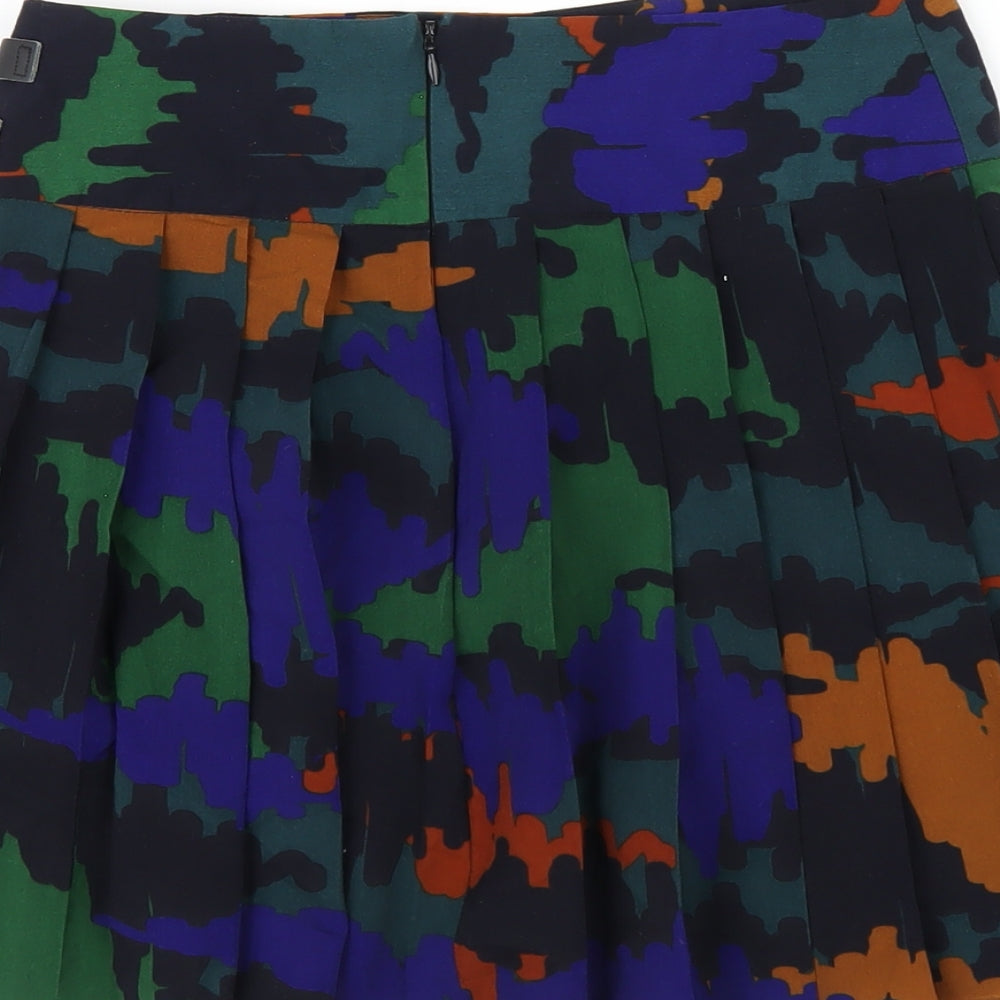 ASOS Womens Multicoloured Geometric Polyester Pleated Skirt Size 6 Zip