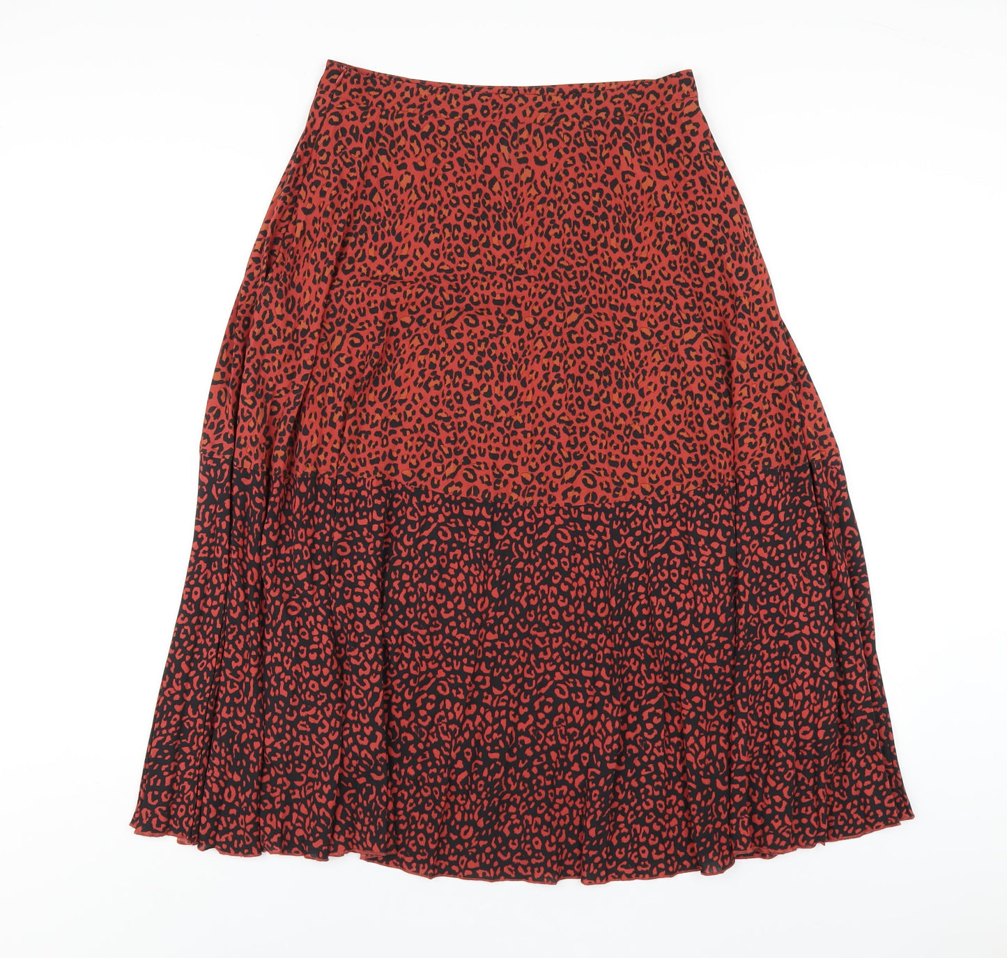Stradivarius Womens Red Animal Print Polyester A-Line Skirt Size M Zip