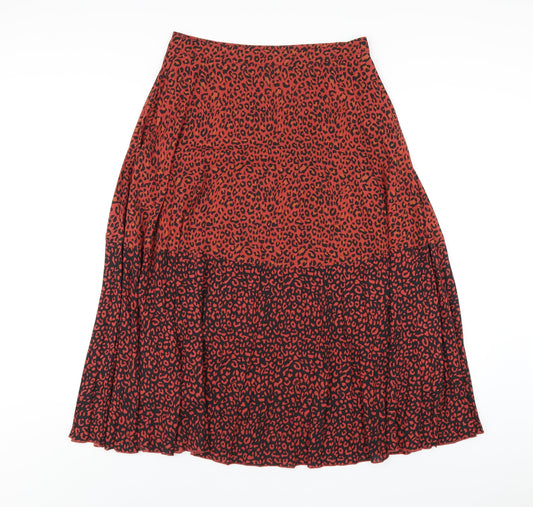 Stradivarius Womens Red Animal Print Polyester A-Line Skirt Size M Zip