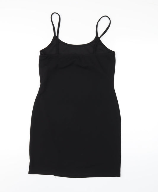 PRETTYLITTLETHING Womens Black Polyester Bodycon Size 12 Round Neck Pullover