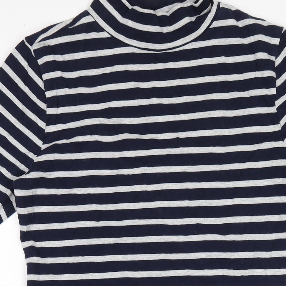Gap Womens Blue Striped Cotton Bodycon Size S Mock Neck Pullover