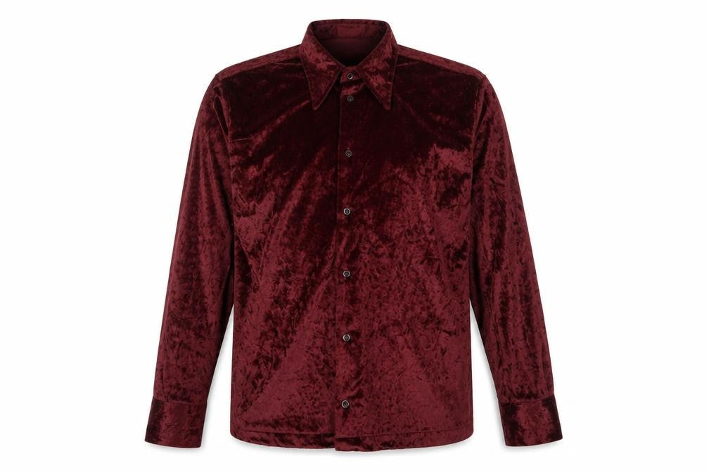 Tipo's Mens Red Polyester Button-Up Size XL Collared Button