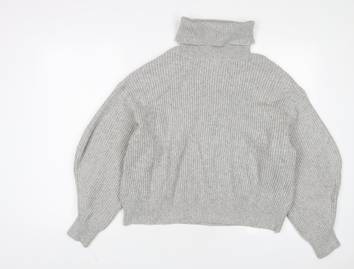 H&M Womens Grey Roll Neck Acrylic Pullover Jumper Size M