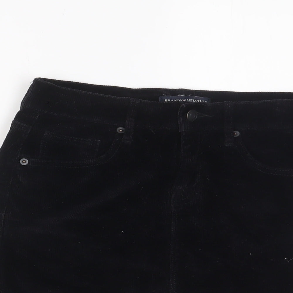 Brandy Melville Womens Black Cotton A-Line Skirt Size XS Zip