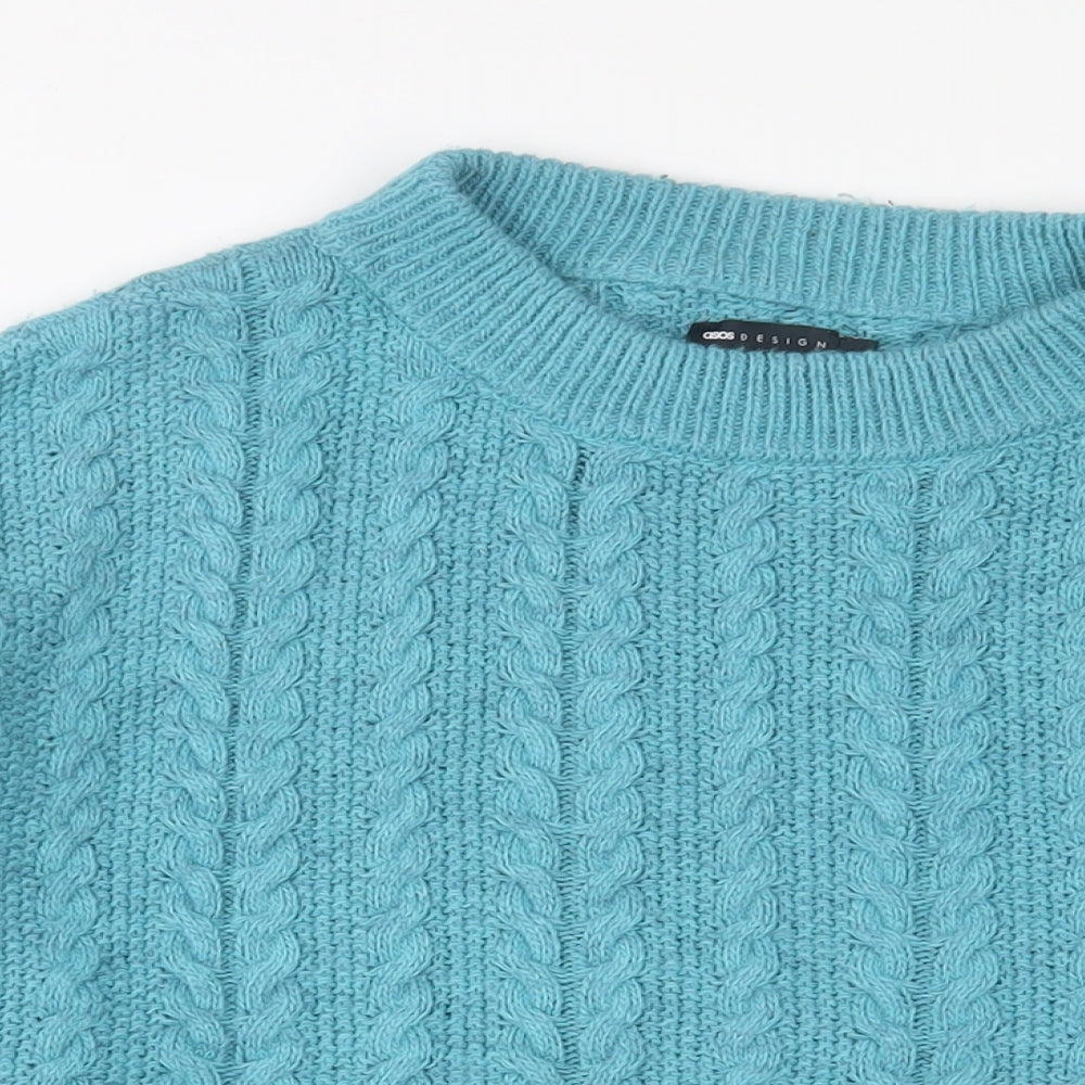ASOS Womens Blue Crew Neck Cotton Pullover Jumper Size XS