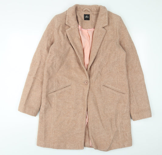 Oasis Womens Pink Overcoat Coat Size L Button