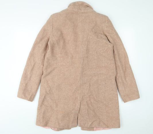 Oasis Womens Pink Overcoat Coat Size L Button