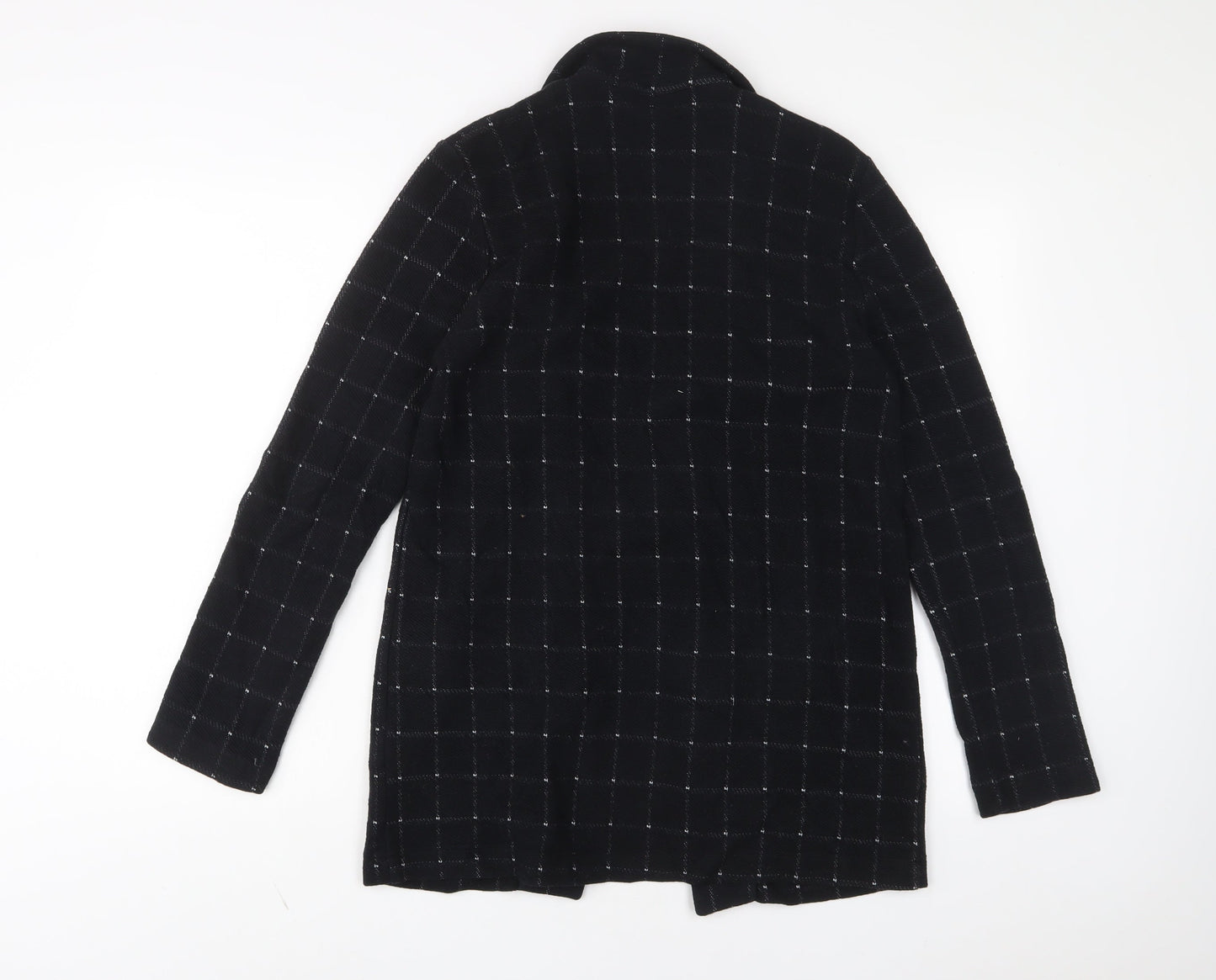 H&M Womens Black Plaid Jacket Blazer Size 8 - Open
