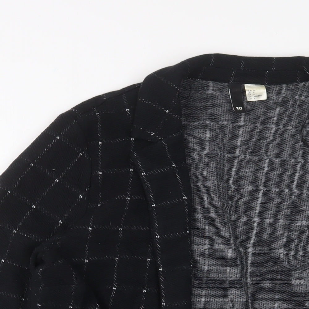H&M Womens Black Plaid Jacket Blazer Size 8 - Open