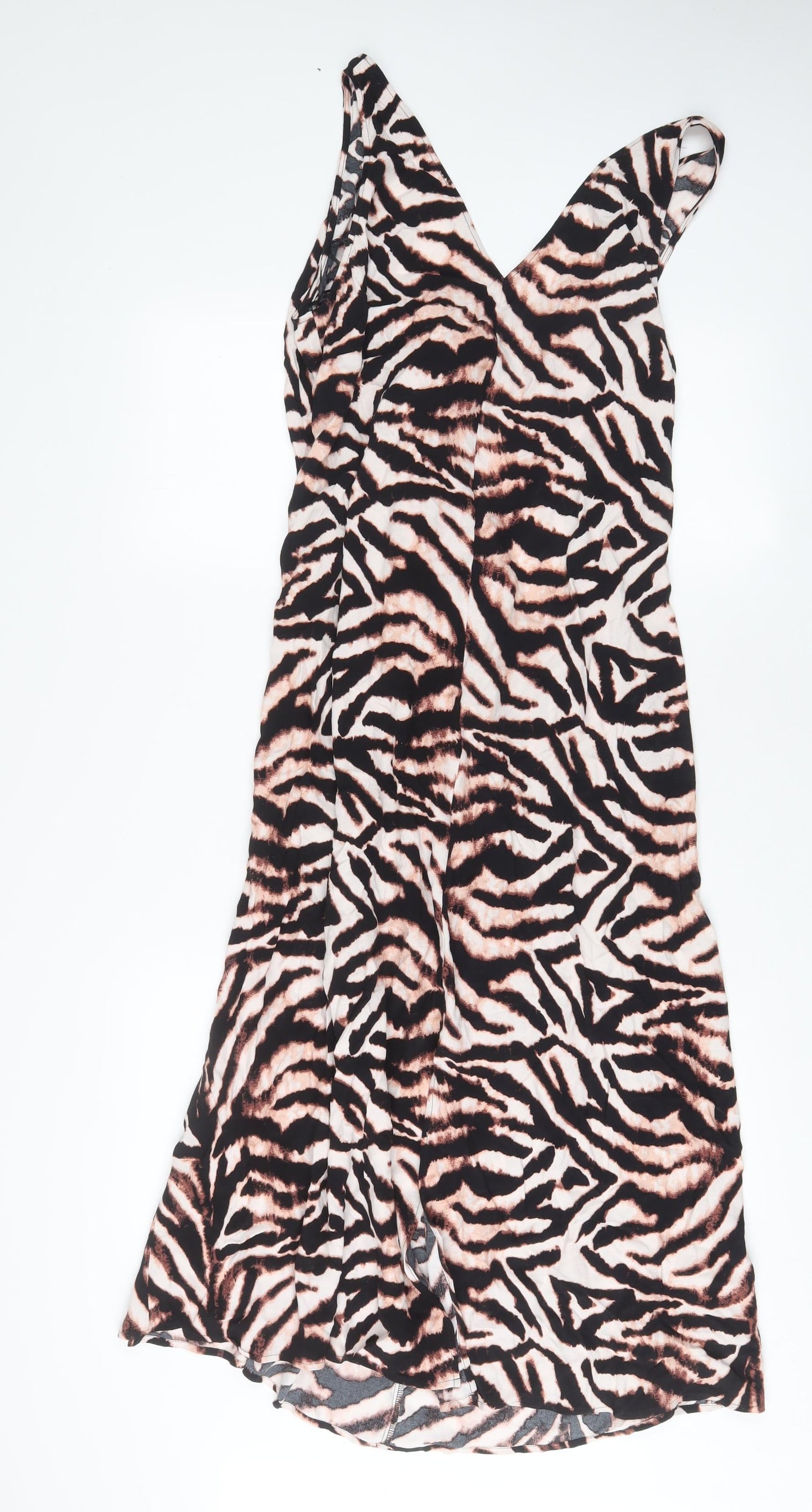 Marks and Spencer Womens Multicoloured Animal Print Viscose A-Line Size 16 V-Neck Pullover