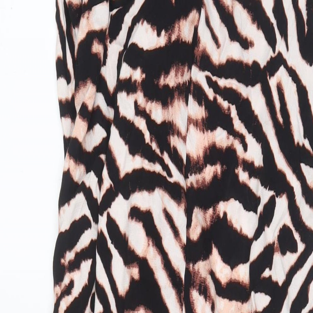Marks and Spencer Womens Multicoloured Animal Print Viscose A-Line Size 16 V-Neck Pullover