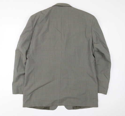Pierro Cini Mens Grey Plaid Wool Jacket Suit Jacket Size 44 Regular - Inside pockets