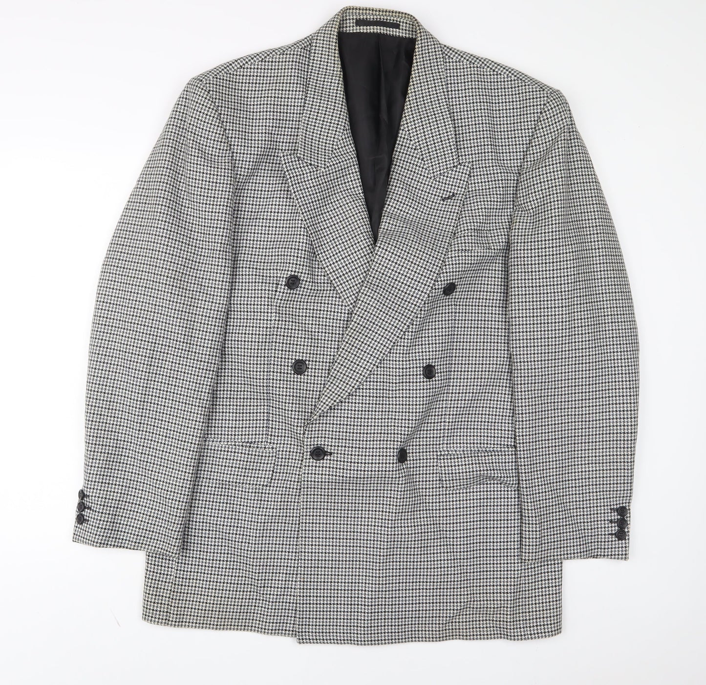 BHS Mens Grey Plaid Wool Jacket Suit Jacket Size 42 Regular