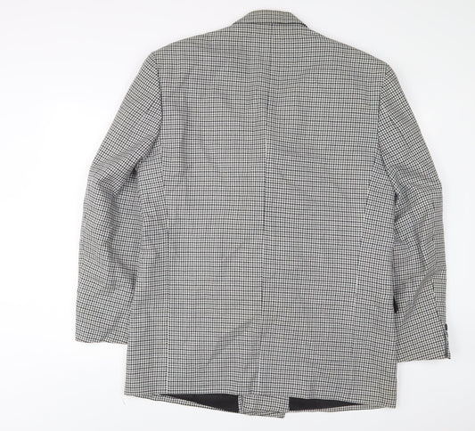BHS Mens Grey Plaid Wool Jacket Suit Jacket Size 42 Regular