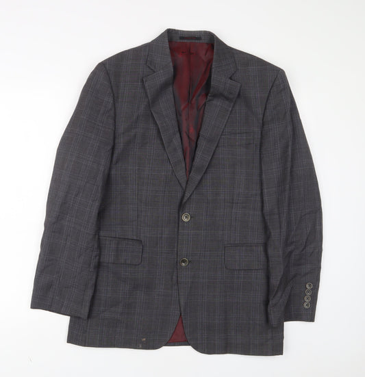 CHESTER Mens Red Plaid Wool Jacket Suit Jacket Size 38 Regular