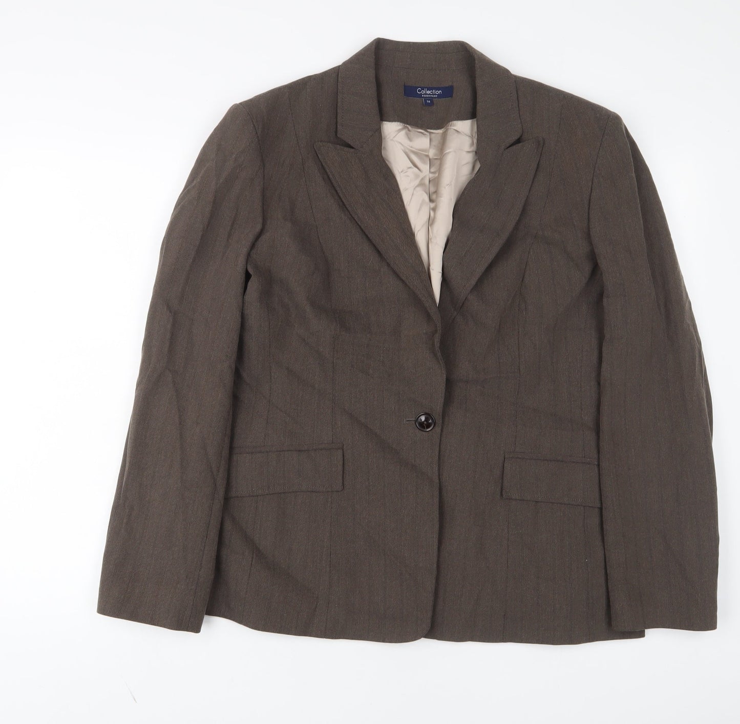Debenhams Womens Brown Jacket Blazer Size 16 Button