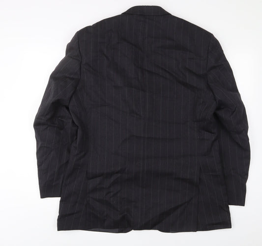 The Label Mens Grey Striped Wool Jacket Suit Jacket Size 42 Regular