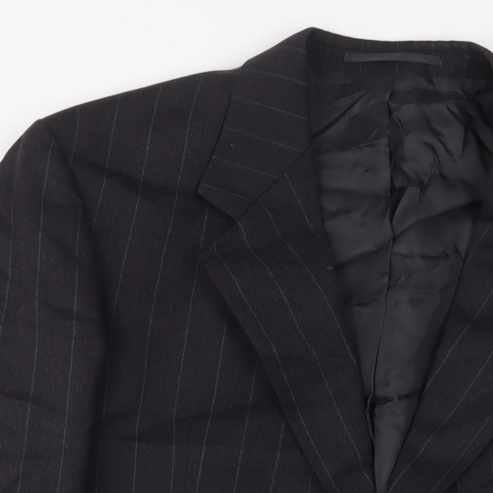 The Label Mens Grey Striped Wool Jacket Suit Jacket Size 42 Regular