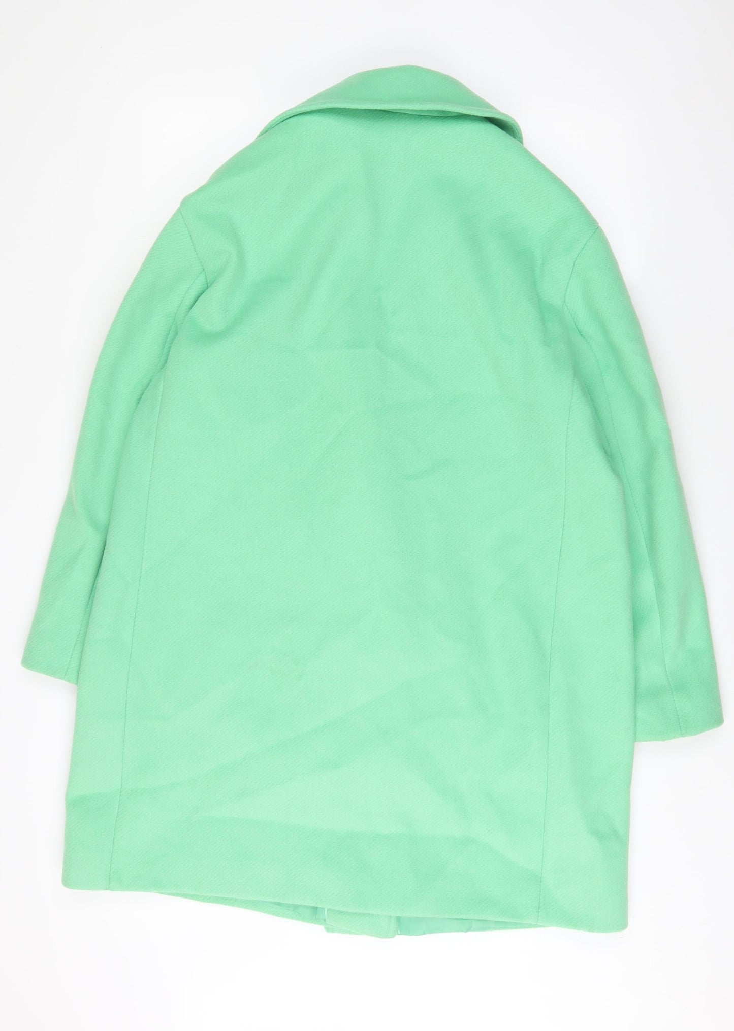 MARKS AND Womens Green Overcoat Coat Size 16 Button