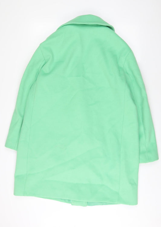 MARKS AND Womens Green Overcoat Coat Size 16 Button