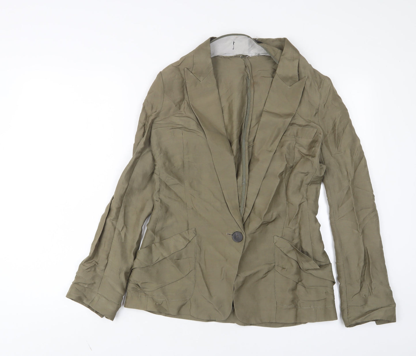 Zara Womens Green Jacket Blazer Size S Button