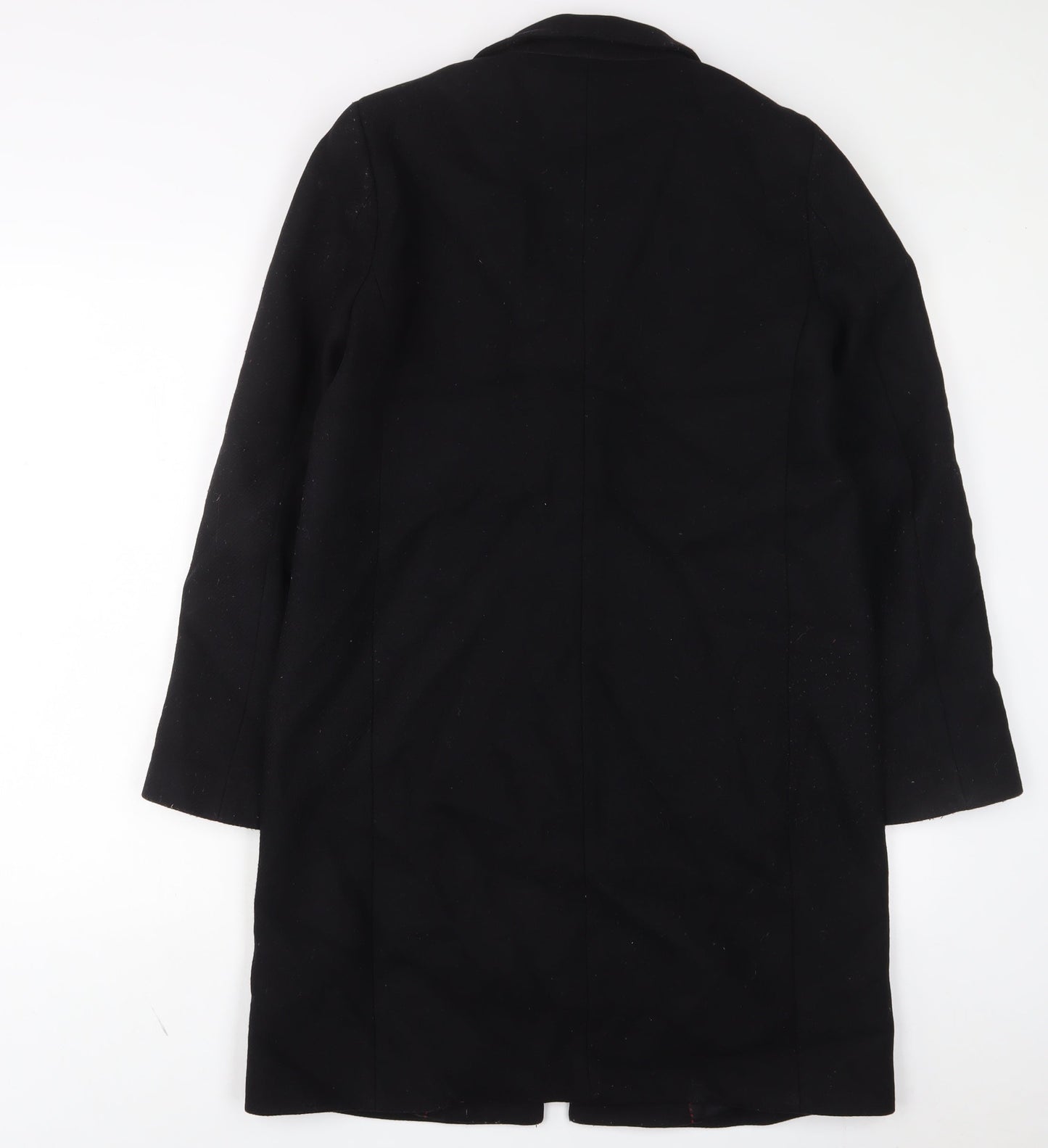 Zara Womens Black Overcoat Coat Size M Button