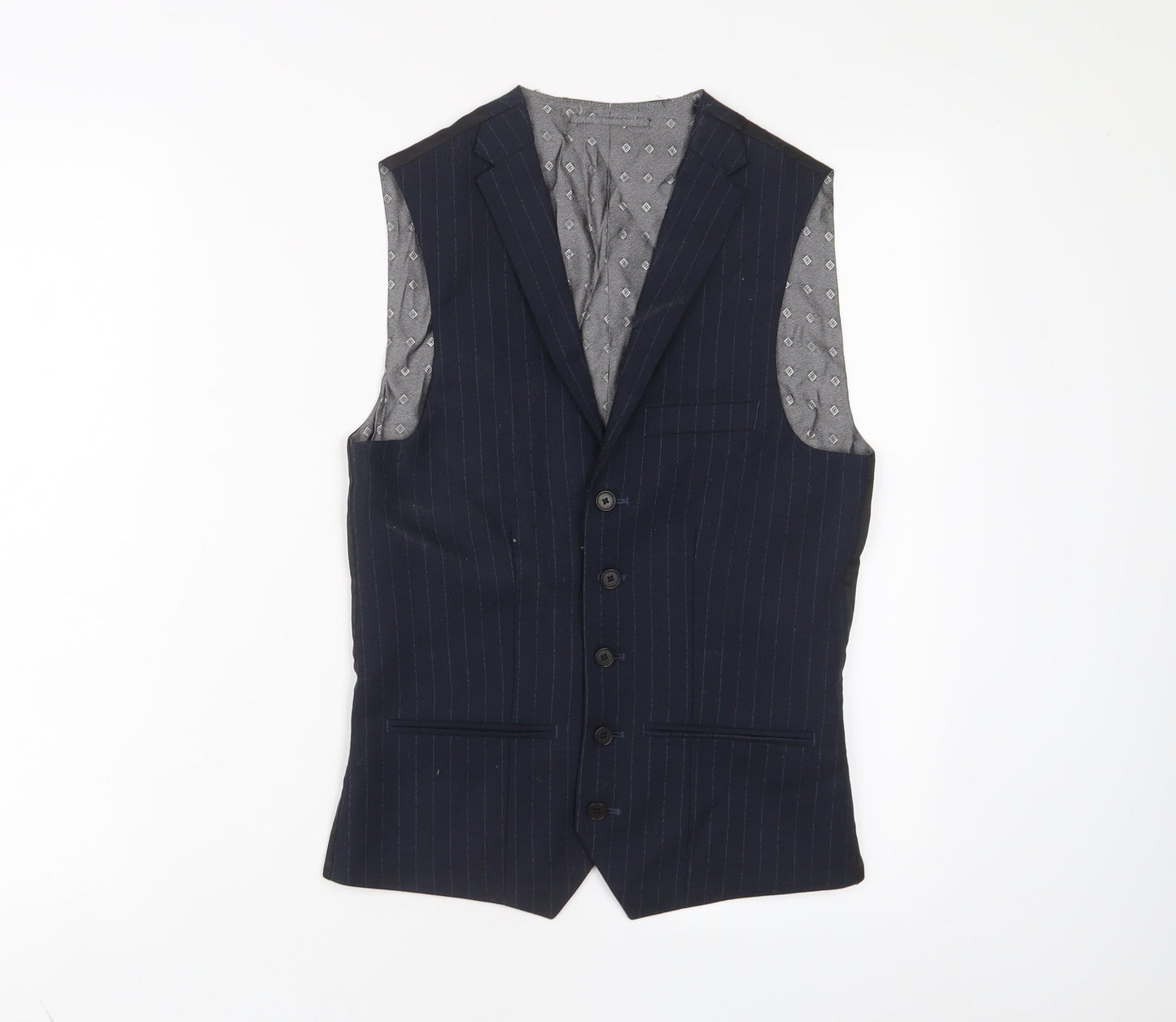 NEXT Mens Blue Wool Jacket Suit Waistcoat Size 34 Regular