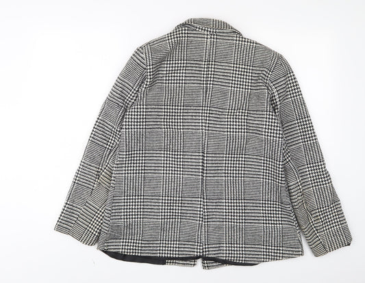Boohoo Womens White Herringbone Jacket Size 12 Button