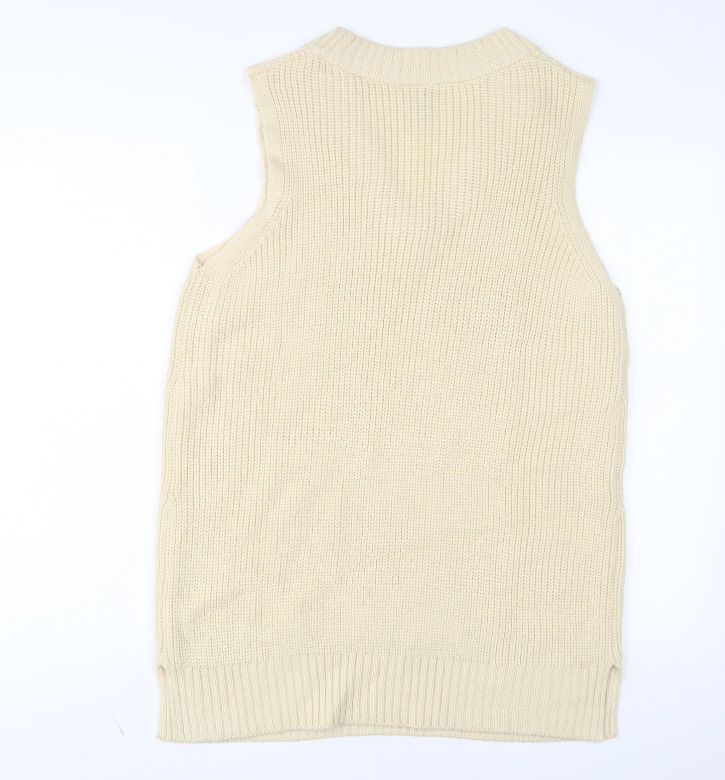 H&M Womens Ivory Acrylic Jumper Dress Size S V-Neck Pullover