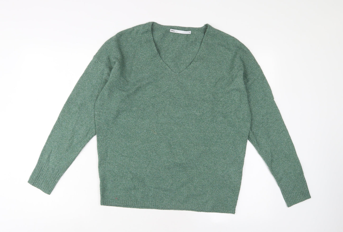 Only Womens Green V-Neck Polyester Pullover Jumper Size XS
