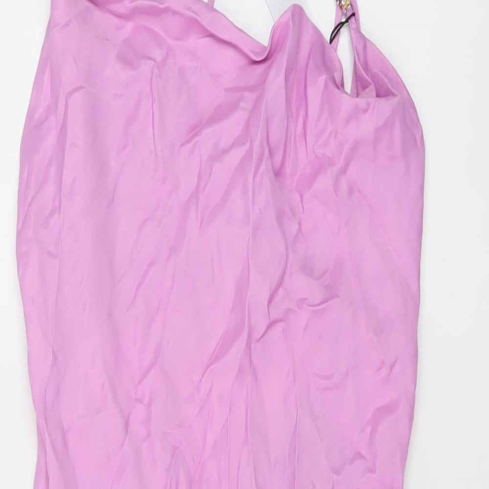 Bershka Womens Pink Polyester Mini Size S Round Neck Pullover