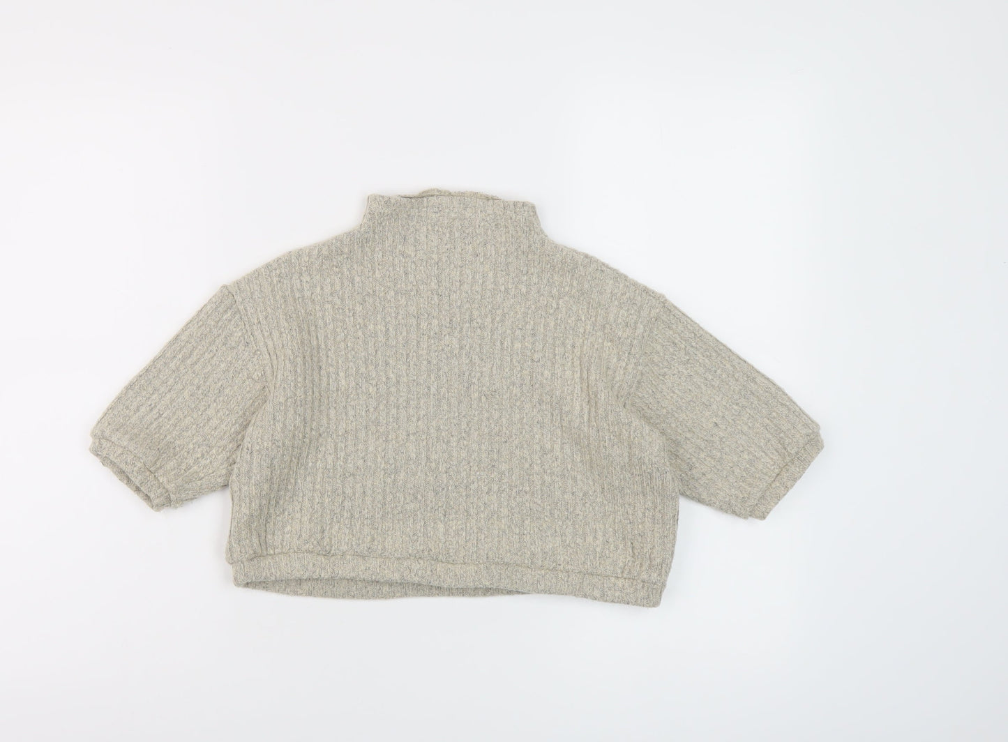 Ango Womens Beige Mock Neck Cotton Pullover Jumper Size M