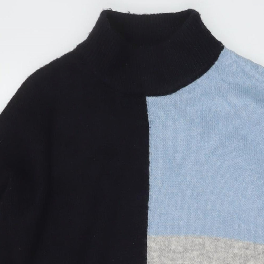 Marks and Spencer Womens Blue Mock Neck Acrylic Tunic Jumper Size M